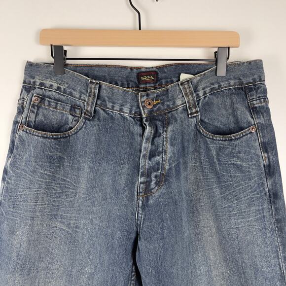 VTG Y2K Von Dutch Originals Greaser Selvedge Blue Straight Jeans Mens 34 x 33 - Picture 5 of 12